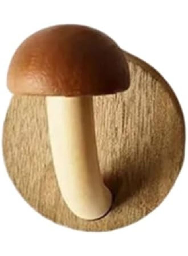 Walnut Wooden Mushroom Hook No Drill Adhesive Wall Hanger For Coats Hats Bags Home Organization - Image 1