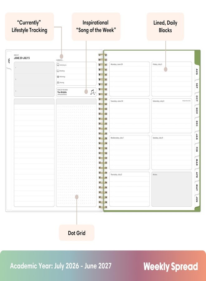 Blue Sky Gen Z 2026-2027 Weekly and Monthly Academic Year Planner Calendar, July 2026 - June 2027, 8.5" x 11", Flexible Interchangeable Cover, Wirebound, Laminated Tabs, Storage Pocket, Coreen - Image 4