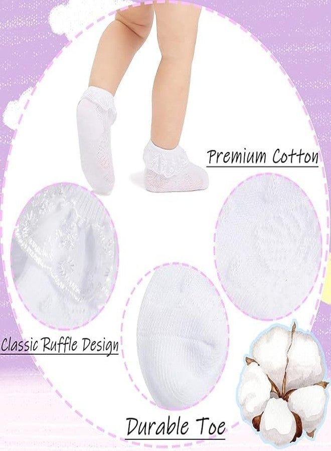 CUTEABLY Unisex Baby Romantic Lace Socks Breathable Sustainable Cotton Thin Elegant Textured With Ruffle Cuffs The Ankle Ideal For Festive Occasions (IN, Age, 6 Months, 12 Months, Yellow+Pink) - Image 5