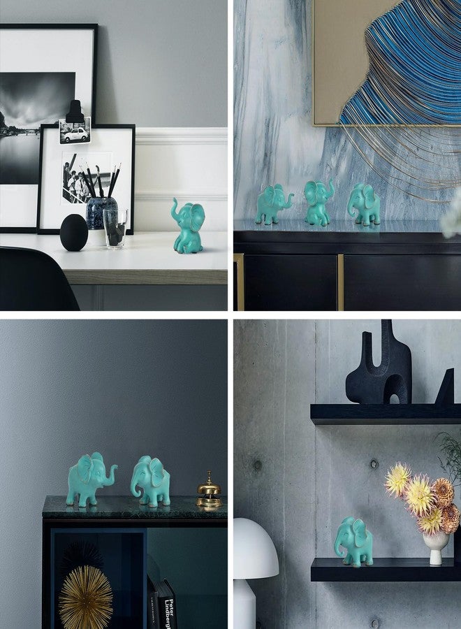 Bltnever Loving Small Elephant Decor Statues, 3 Pcs Green Cute Elephant Figurines, Elephant Sculpture Decorative Objects for Bookshelf Home Decor - Image 5