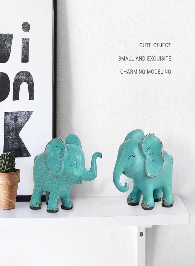 Bltnever Loving Small Elephant Decor Statues, 3 Pcs Green Cute Elephant Figurines, Elephant Sculpture Decorative Objects for Bookshelf Home Decor - Image 3