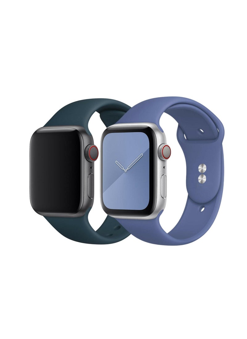 YOMNA YOMNA Strap For Apple Watch Series - iWatch Silicone Sport Band Strap 42/44mm Dark Blue and Light Purple (set of 2)  - Image 1