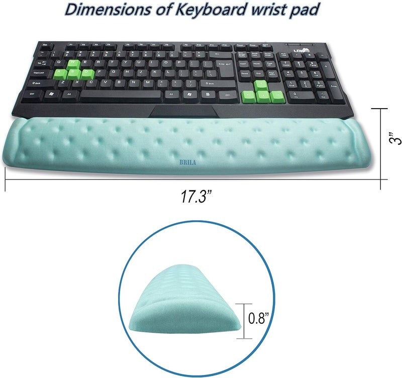 BRILA Memory Foam Mouse & Keyboard Wrist Rest Support Pad Cushion Set for Computer, Laptop, Office Work, PC Gaming - Massage Holes Design (Aquamarine Bundle) - Image 2
