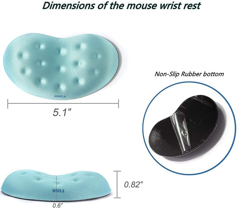 BRILA Memory Foam Mouse & Keyboard Wrist Rest Support Pad Cushion Set for Computer, Laptop, Office Work, PC Gaming - Massage Holes Design (Aquamarine Bundle) - Image 3