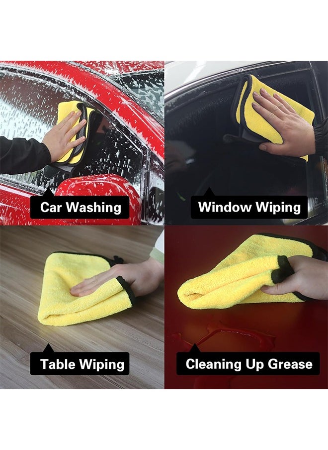 Lemon 3 Pcs Car Towel Microfiber Cleaning Cloth, with Washing Sponge, Multipurpose Towel for Washing Drying Dusting  - Image 2