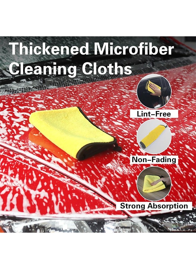 Lemon 3 Pcs Car Towel Microfiber Cleaning Cloth, with Washing Sponge, Multipurpose Towel for Washing Drying Dusting  - Image 5