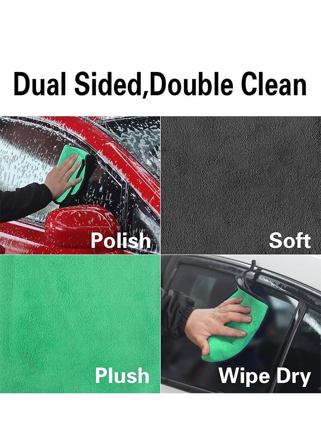 Lemon 3 Pcs Car Towel Microfiber Cleaning Cloth, with Washing Sponge, Multipurpose Towel for Washing Drying Dusting  - Image 3