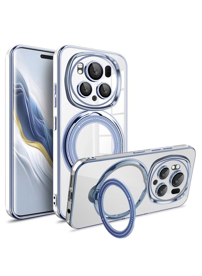 Magsafe Clear Case لـ Honor Magic 6 Pro، حافظة هاتف مغناطيسية فاخرة بحافة مطلية، حافظة ناعمة فائقة الرقة ومقاومة للصدمات مع حامل