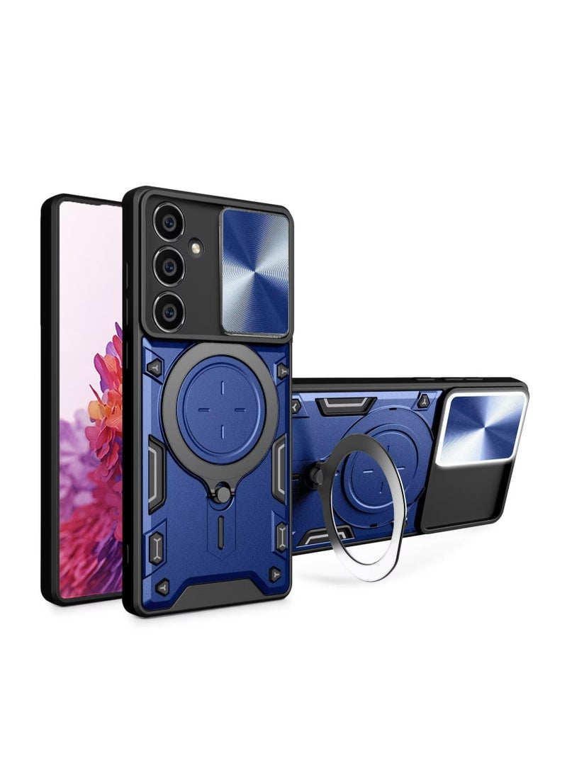 Samsung Galaxy S24 Plus Mobile Phone Case Cover, Slide Camera Lens Cover, 360°Rotating Kickstand Ring, Bumper Shockproof Phone Case，Compatible with Car Magnetic Mount