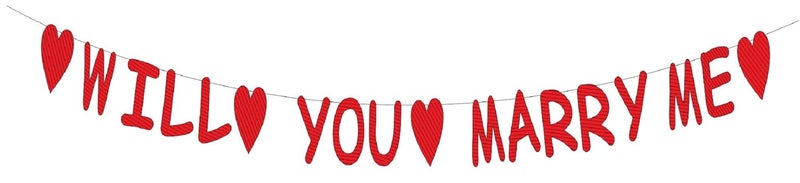 HK balloons Will You Marry Me Proposal Banner Propose Engagement ValentineS Day Bachelorette Party Sign Decoration Hanging Garland Bunting Banner Decor Photo Booth PropsRed - Image 1