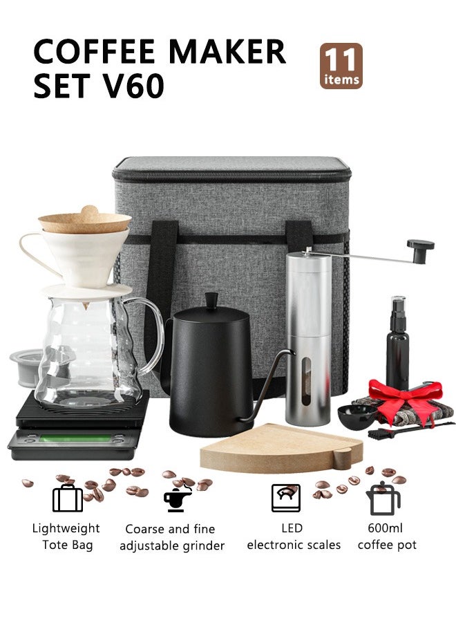 Bolivia's Drip Coffee Maker Set, V60 Coffee Maker Set, 11 pcs Coffee Tool with Portable Travel Bag, V60 Coffee Filter Set, for Home,Travel, Camping  - Image 1