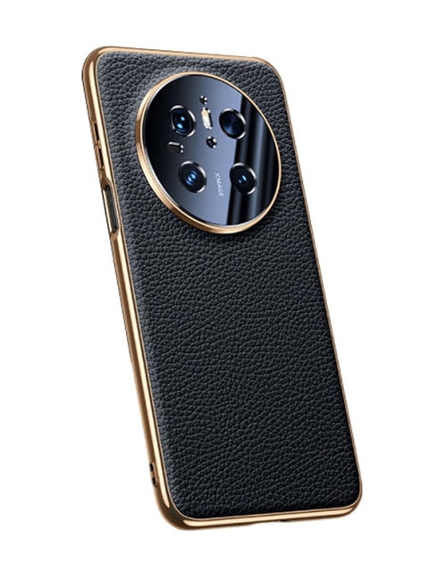 جراب لهاتف Honor Magic 7 Pro، مصنوع من ألياف الكربون وجلد أصلي رفيع ومرن ومطلي بمادة TPU مع حماية للكاميرا وغطاء واقٍ مطلي بالكهرباء لهاتف Honor Magic 7 Pro (أسود أنيق)