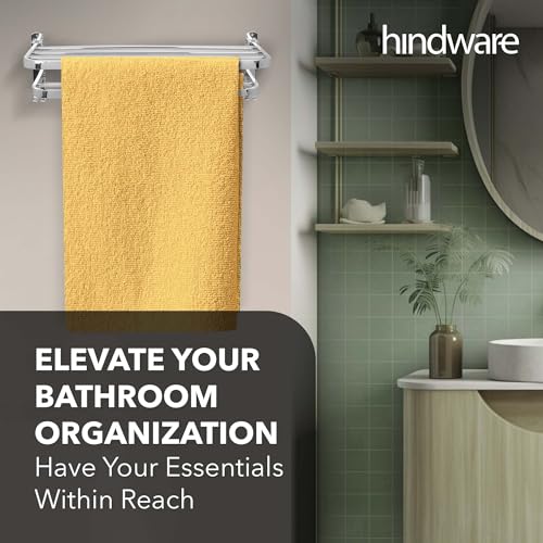 Hindware Bathroom Accessories-Stainless Steel 304 Grade Folding Towel Rack for Bathroom | 24 Inches | Towel Holder in Bathroom | Bathroom Stand - Image 3