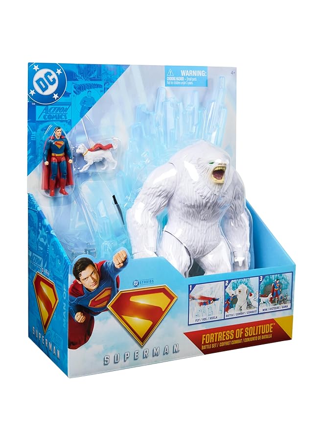 دي سي كوميكس مجموعة معركة سوبرمان فورتريس أوف سوليتيود، 3 شخصيات متحركة، ملحقات، ألعاب تظاهرية لأبطال خارقين، ألعاب للأطفال للأولاد والبنات من سن 4 سنوات فما فوق - Image 5