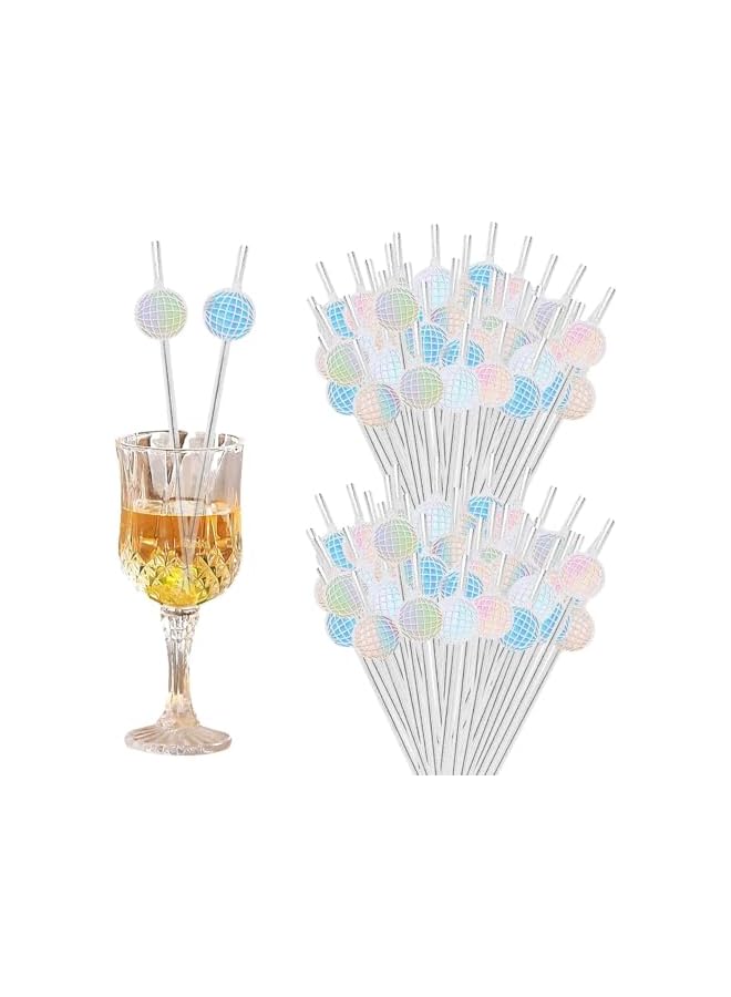 S-TOP 10PCS Disco Ball Glitter Straws - Biodegradable Mirror Drinking Straws for Cocktails, Weddings, Birthday & Dance Decor (Vibrant Holographic, Eco Disposable Supplies) - Image 4