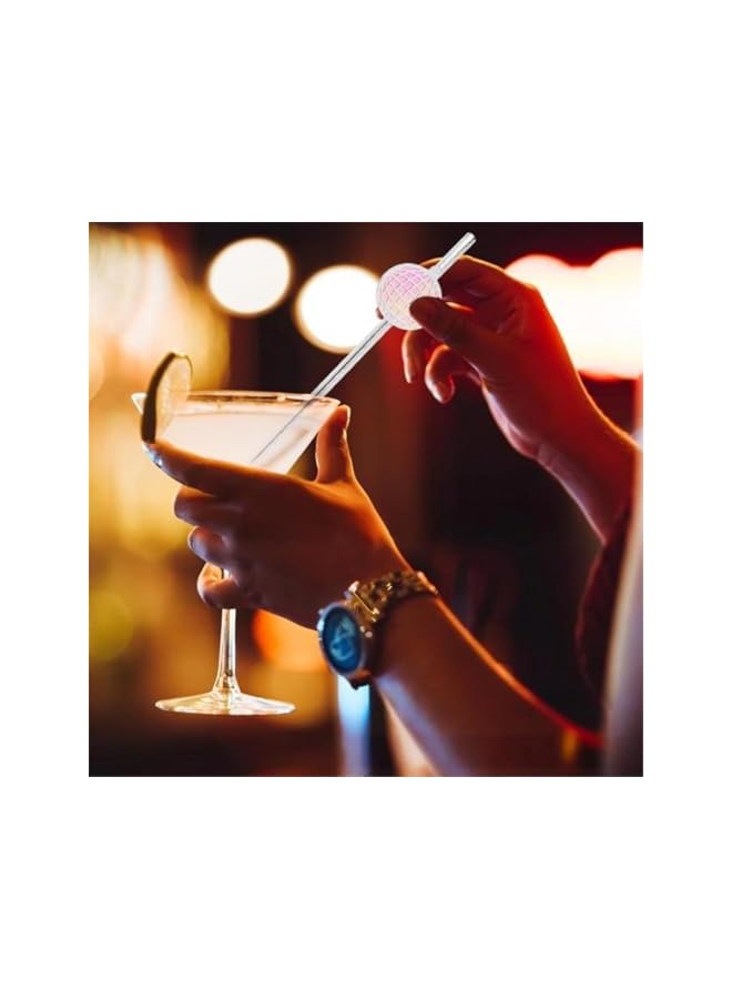 S-TOP 10PCS Disco Ball Glitter Straws - Biodegradable Mirror Drinking Straws for Cocktails, Weddings, Birthday & Dance Decor (Vibrant Holographic, Eco Disposable Supplies) - Image 2