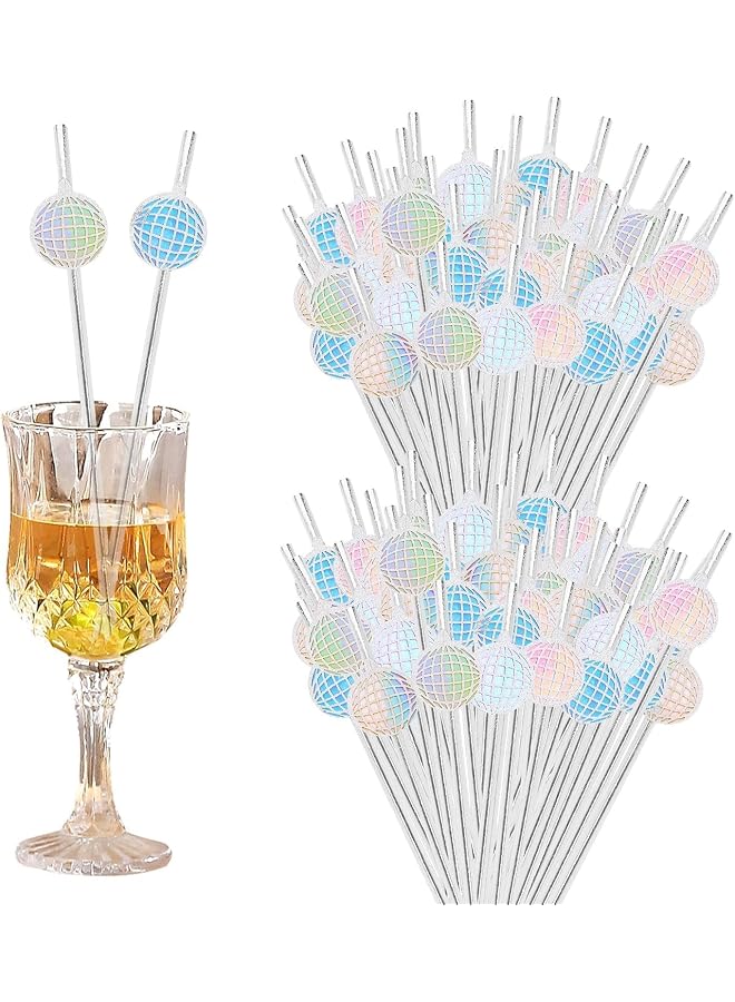 S-TOP 10PCS Disco Ball Glitter Straws - Biodegradable Mirror Drinking Straws for Cocktails, Weddings, Birthday & Dance Decor (Vibrant Holographic, Eco Disposable Supplies) - Image 1
