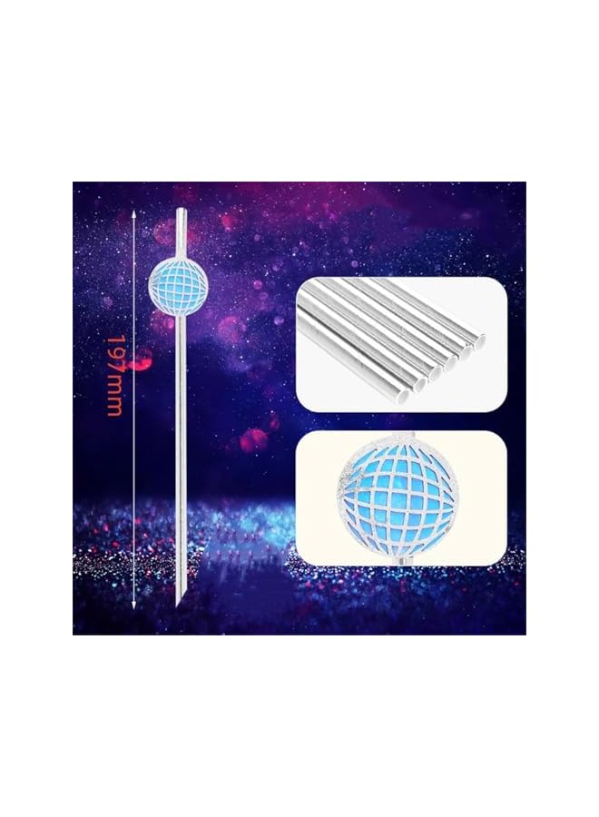 S-TOP 10PCS Disco Ball Glitter Straws - Biodegradable Mirror Drinking Straws for Cocktails, Weddings, Birthday & Dance Decor (Vibrant Holographic, Eco Disposable Supplies) - Image 3