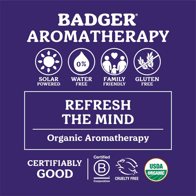 Badger Headache Soother, 100% Organic Essential Oil Aromatherapy, All-Natural Headache Relief w/Peppermint, Eucalyptus & Lavender, .6 oz - Image 4