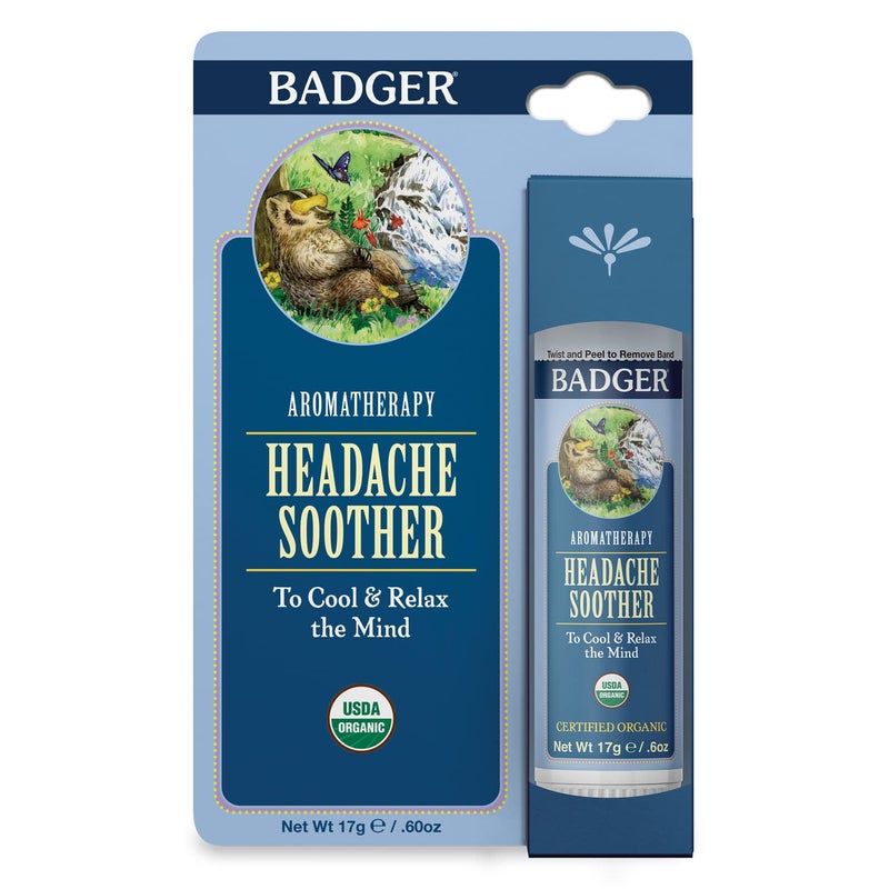 Badger Headache Soother, 100% Organic Essential Oil Aromatherapy, All-Natural Headache Relief w/Peppermint, Eucalyptus & Lavender, .6 oz - Image 3