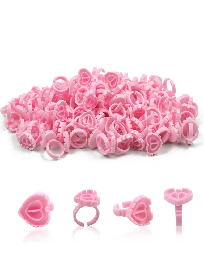 YTJYZZQ - 200Pcs Glue Rings Smart Plastic Cups Disposable Plastic Cups Eyelash Glue Cups Eyelash Rubber Ringsgarland Fan Cups Eyelash Extension Supplies (Pink) - Image 1