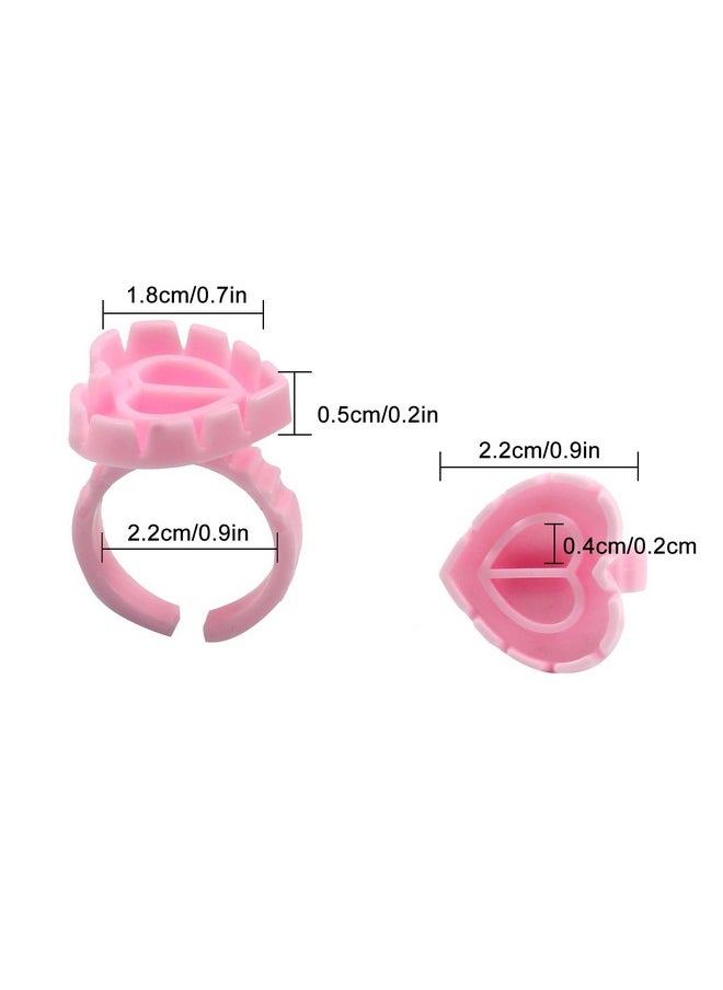 YTJYZZQ - 200Pcs Glue Rings Smart Plastic Cups Disposable Plastic Cups Eyelash Glue Cups Eyelash Rubber Ringsgarland Fan Cups Eyelash Extension Supplies (Pink) - Image 1