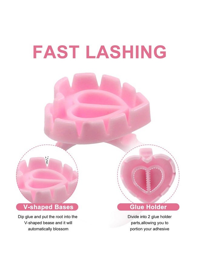 YTJYZZQ - 200Pcs Glue Rings Smart Plastic Cups Disposable Plastic Cups Eyelash Glue Cups Eyelash Rubber Ringsgarland Fan Cups Eyelash Extension Supplies (Pink) - Image 1