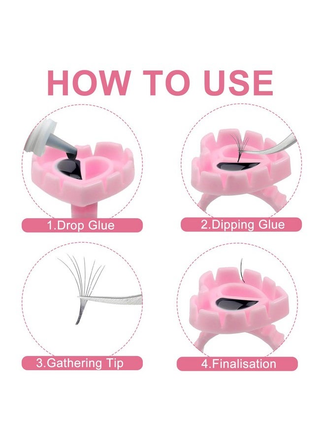 YTJYZZQ - 200Pcs Glue Rings Smart Plastic Cups Disposable Plastic Cups Eyelash Glue Cups Eyelash Rubber Ringsgarland Fan Cups Eyelash Extension Supplies (Pink) - Image 1