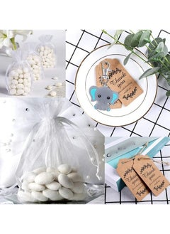 SYOSI Baby Shower Guest Gift, 20 Sets of Blue Baby Elephant Keychains 20 Organza Bags 20 Thank You Tags, Ideas Presents Party Favors Boy Girl Kid Birthday Party Supply, Baby Birthday Party Keepsakes  - Image 3