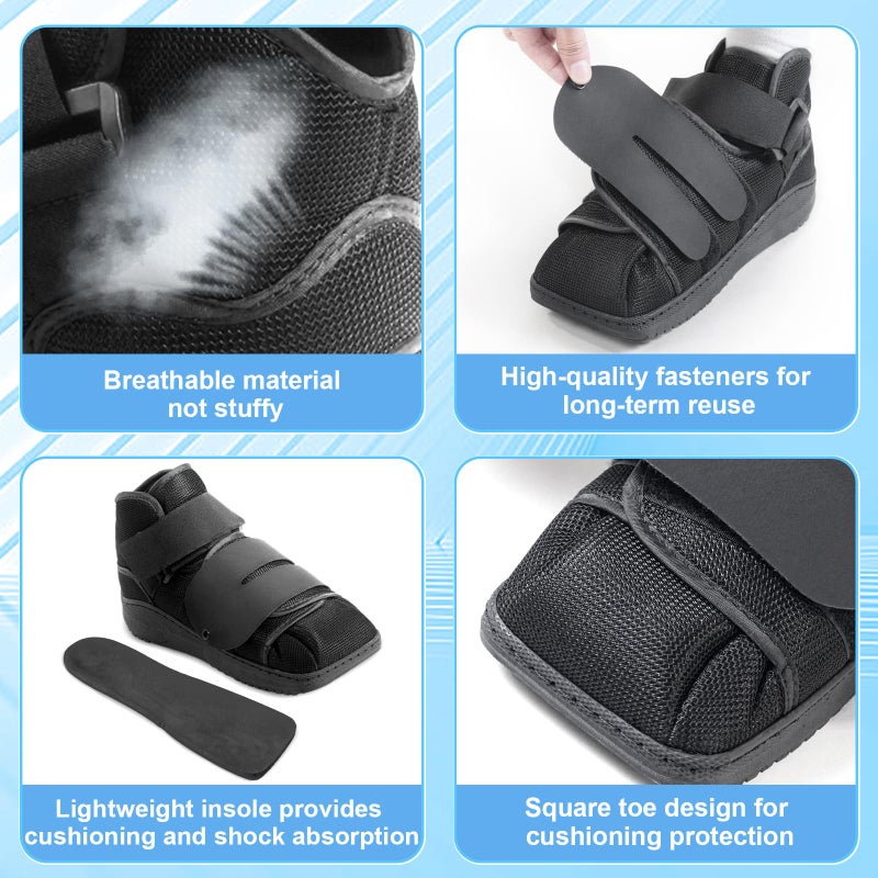 Estinko Closed Post Op Shoe, Post Op Shoes, Fracture Medical Walking Shoes for Men and Women-Post Surgery or Operation Foot Support, Broken Foot or Toe, Squared, M - Image 5