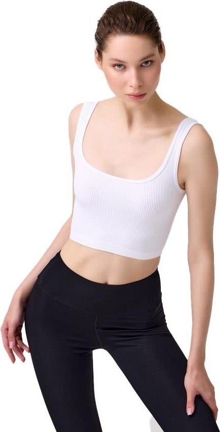 COTTONHILL Premium - Women's White Seamless Mid Length Square Neck Crop Top Bustier  - Image 1