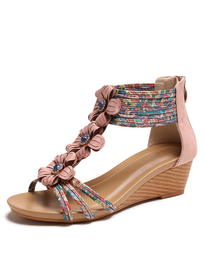 SIKETU Women's Summer New Versatile Thick Sole Open Toe Fashionable Wedge Heel Sandals 