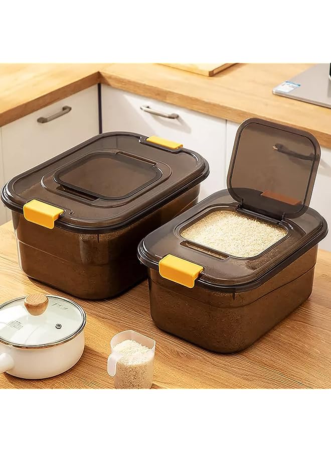 Premify Food Storage Containers 2pcs Set (7.5kg & 12.5kg) – Black Transparent Rice Storage Container with Lid, BPA Free Plastic Large Cereal Storage Box, Kitchen Multifunctional Flour Container - Image 1
