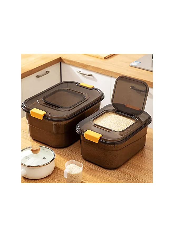 Premify Food Storage Containers 2pcs Set (7.5kg & 12.5kg) – Black Transparent Rice Storage Container with Lid, BPA Free Plastic Large Cereal Storage Box, Kitchen Multifunctional Flour Container - Image 2