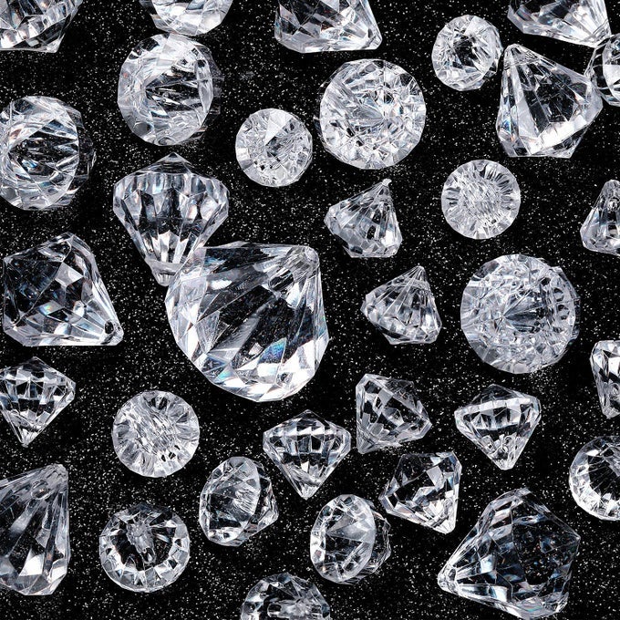 100 PCS VASE FILLERS DIAMOND DECORATION FOR CRAFT MULTI SIZE FAKE DIAMOND ACRYLIC GEMS CRYSTAL FOR WEDDING PARTY CLEAR