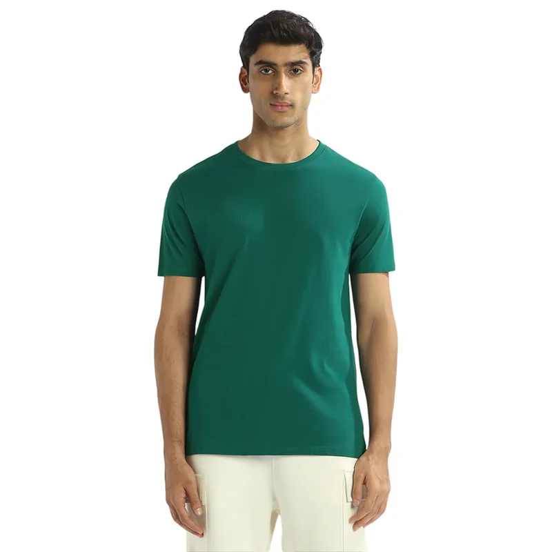 نوبيرو Men's Regular Fit Cotton T-Shirt in Green