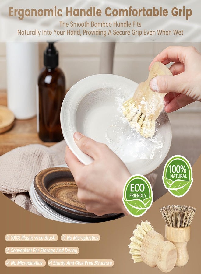 DEBETOOL 2-Pack Bamboo Dish Brush - Natural Wooden Dish Pot Brush with Sisal & Palm Bristles for Non-Stick Pans, Pots, Vegetables, and Kitchen Cleaning - Image 4