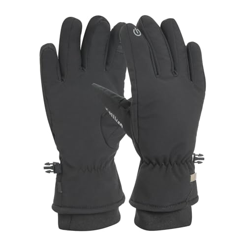 HIVER Womens Waterproof Gloves with Touchscreen Winter Gloves for Cold Weather Snow Minus Degrees for Trekking, Travelling (Large, Black) - Image 1