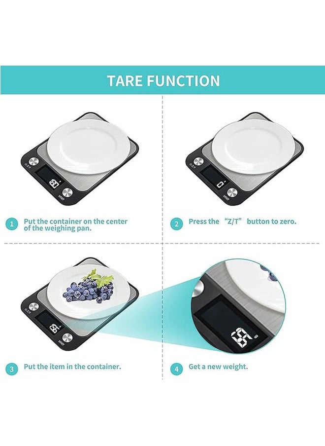 Arabest Food Digital Kitchen Scale, Multifunction Scale Measures in Grams and oz for Cooking Baking, 1g/0.1oz Precise Graduation,High Precision Electronic Scale with LCD Display（Black，10Kg/1g）  - Image 3