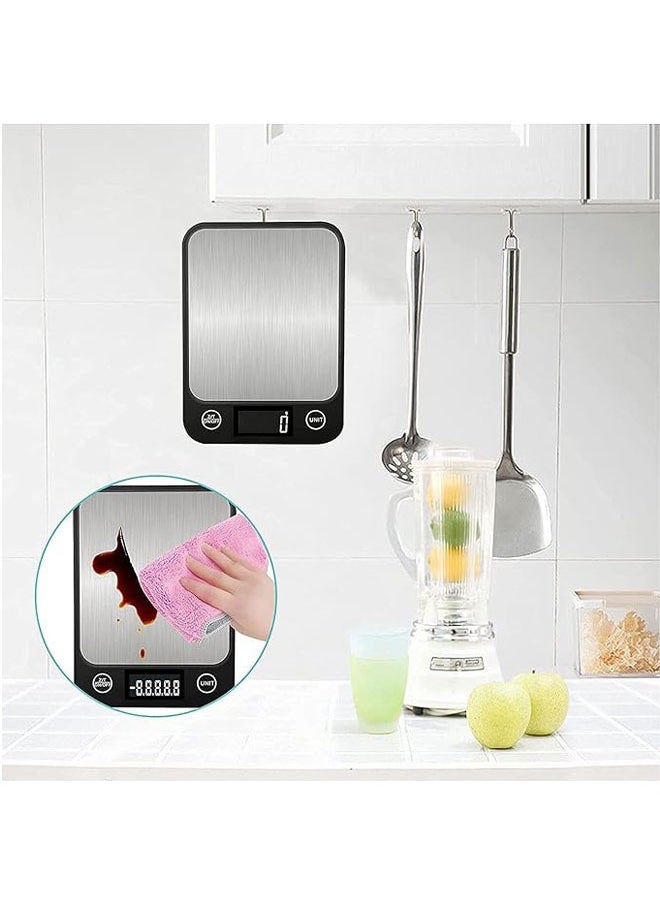 Food Digital Kitchen Scale, Multifunction Scale Measures in Grams and oz for Cooking Baking, 1g/0.1oz Precise Graduation,High Precision Electronic Scale with LCD Display（Black，10Kg/1g）