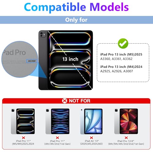 FUWANG Touch Keyboard Case for iPad Pro 13 inch (M5/M4) 2025/2024, 360° Swivel for iPad Pro 13 inch Case with Keyboard, 7 Colors Backlit with Multi-Touch Trackpad Keyboard Case for ipad pro 13 Inch - Image 2