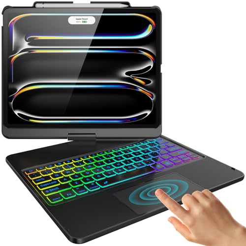 FUWANG Touch Keyboard Case for iPad Pro 13 inch (M5/M4) 2025/2024, 360° Swivel for iPad Pro 13 inch Case with Keyboard, 7 Colors Backlit with Multi-Touch Trackpad Keyboard Case for ipad pro 13 Inch - Image 1