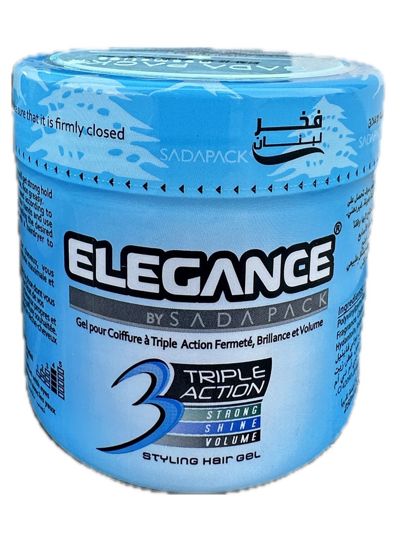 Elegance Triple Action Hair Gel - Blue, 250ml | Strong Hold, Glossy Finish, Flexible Styling - Image 2