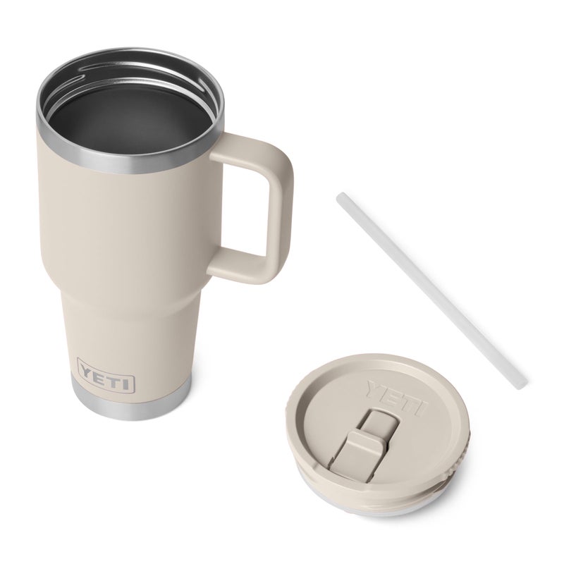 YETI Rambler 30 oz Travel Mug with Flip Straw Lid â€“ Stainless Steel, Vacuum Insulated, Leakproof, Cup Holder Friendly, Cape Taupe - Image 3