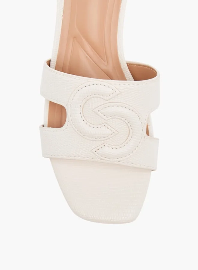 Celeste Womens Monogram Detail Slip-On Sandals With Block Heels