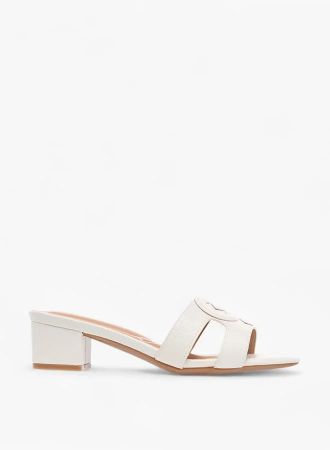 Celeste Womens Monogram Detail Slip-On Sandals With Block Heels