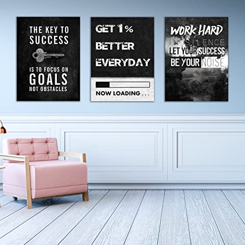 Yetaryy Motivational Poster Inspirational Wall Art 3 Pieces Canvas Painting Lion Artwork for Living Room Office Modern Home Decor Prints Pictures Wall Decor Framed Ready to Hang [36''Wx 16''H] - Image 3
