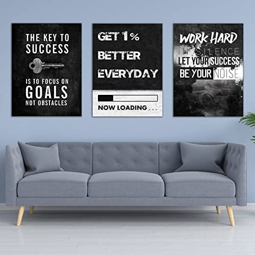 Yetaryy Motivational Poster Inspirational Wall Art 3 Pieces Canvas Painting Lion Artwork for Living Room Office Modern Home Decor Prints Pictures Wall Decor Framed Ready to Hang [36''Wx 16''H] - Image 2