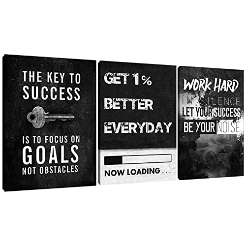 Yetaryy Motivational Poster Inspirational Wall Art 3 Pieces Canvas Painting Lion Artwork for Living Room Office Modern Home Decor Prints Pictures Wall Decor Framed Ready to Hang [36''Wx 16''H] - Image 1