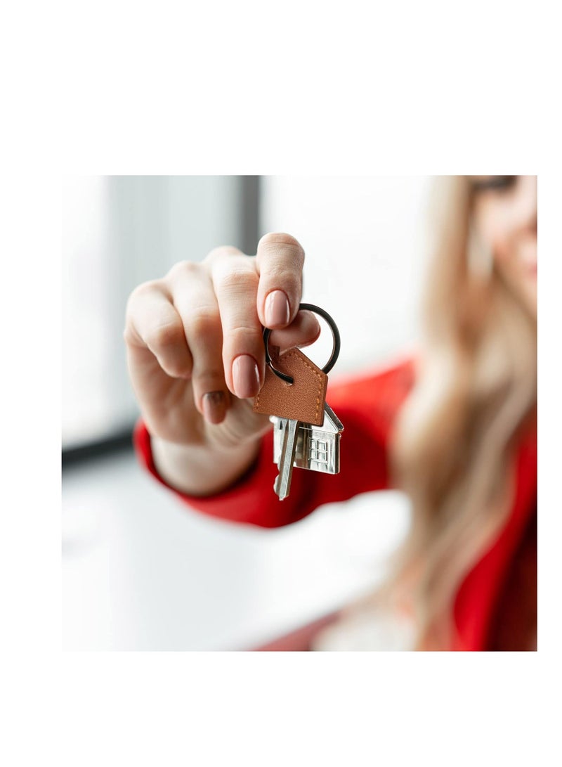 Zikra PU Leather Key Covers Caps Mini Key Caps Tags Vintage Keychain Organizer Assorted Colors for Identify Your Key Handmade Gifts 8PCS - Image 4